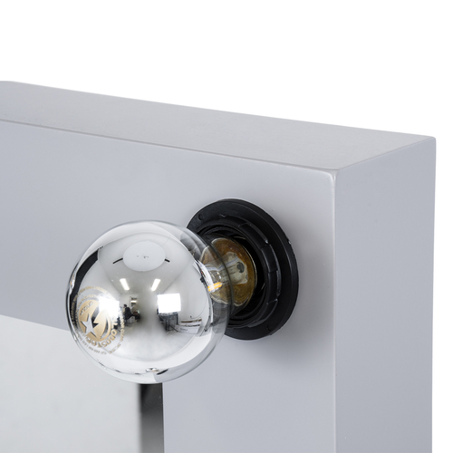 GloboStar® MAKEUP MIRROR-160x80-3 Μοντέρνος Καθρέπτης Μακιγιάζ με Πλαίσιο Φυσικού Ξύλου με Διακόπτη On/Off 20 x E27 AC220-240V - Μ80 x Π7 x Υ160cm - Γκρι Τσιμέντου