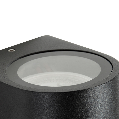 GloboStar® MURANO 60607 Φωτιστικό Τοίχου - Απλίκα Αρχιτεκτονικού Φωτισμού Εξωτερικού Χώρου Up or Down Αλουμινίου με Ντουί 1 x GU10 AC 220-240V Αδιάβροχο IP65 Μ8 x Π8 x Υ7cm - Μαύρο  - 5 Years Warranty