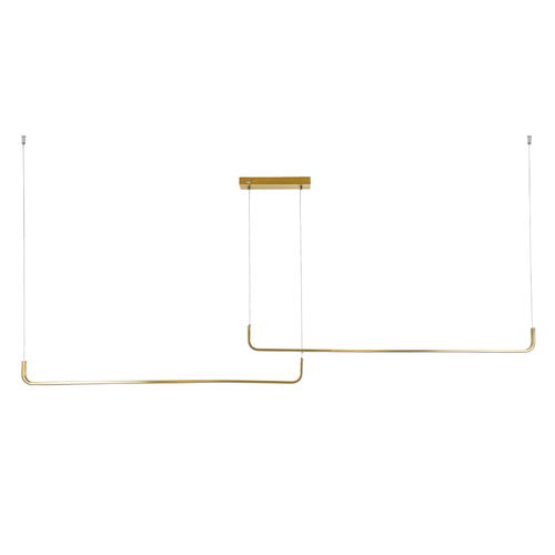 GloboStar® LINARIA DUO 60926 Κρεμαστό Φωτιστικό Οροφής Design LED CCT 72W 8300lm 200° AC 220-240V - Εναλλαγή Φωτισμού μέσω Τηλεχειριστηρίου All In One Ψυχρό 6000k+Φυσικό 4500k+Θερμό 2700k Dimmable Μ220 x Π4 x Υ25cm - Χρυσό Πλατίνα - 3 Years Warranty