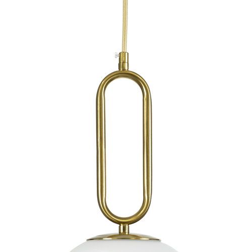 GloboStar® BELLISSIMO 61487 Μοντέρνο Κρεμαστό Φωτιστικό Μπάλα Μονόφωτο 1 x E27 IP20 Λευκό Γυαλί με Χρυσό Μέταλλο - Μ30 x Π30 x Υ52cm