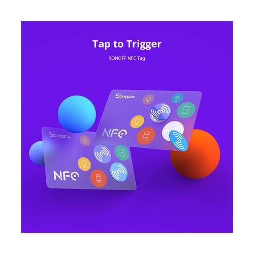 GloboStar® 80100 SONOFF 2 x PAIR NFC Tag Tap to Trigger Tap to Start Your Smart Life Carry-on or Sticker One Scene/NFC