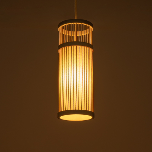 GloboStar® HIBISCUS 01937 Boho Κρεμαστό Φωτιστικό Πλέγμα Μονόφωτο 1 x E27 IP20 Μπεζ Ξύλο - Μ13 x Π13 x Υ35cm