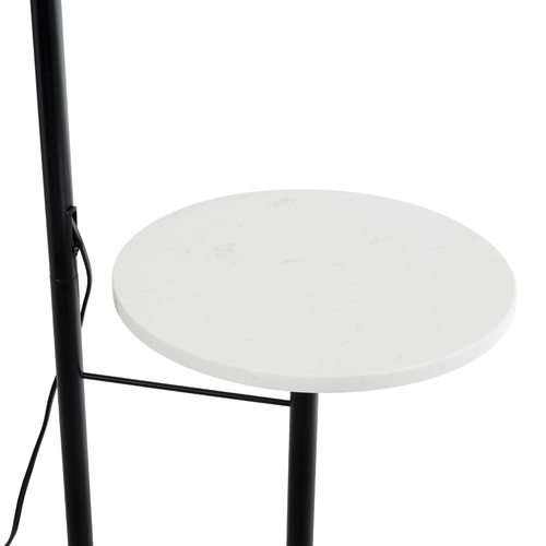 GloboStar® CORDELIA 02026 Μοντέρνο Επιδαπέδιο Φωτιστικό Μονόφωτο 1 x E27 IP20  - Μαύρο Αλουμίνιο, Λευκό Γυαλί με Λευκό Μάρμαρο - Μ30 x Π38 x Υ180cm