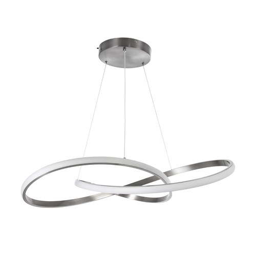 GloboStar® DEXTER 60915 Κρεμαστό Φωτιστικό Οροφής Design LED CCT 90W 10080lm 300° AC 220-240V - Εναλλαγή Φωτισμού μέσω Τηλεχειριστηρίου All In One Ψυχρό 6000k+Φυσικό 4500k+Θερμό 2700k Dimmable Φ73cm - Νίκελ Ασημί Βούρτσας - 3 Years Warranty