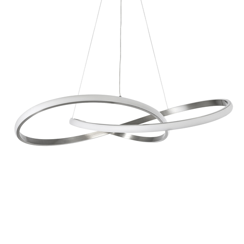 GloboStar® DEXTER 60915 Κρεμαστό Φωτιστικό Οροφής Design LED CCT 90W 10080lm 300° AC 220-240V - Εναλλαγή Φωτισμού μέσω Τηλεχειριστηρίου All In One Ψυχρό 6000k+Φυσικό 4500k+Θερμό 2700k Dimmable Φ73cm - Νίκελ Ασημί Βούρτσας - 3 Years Warranty