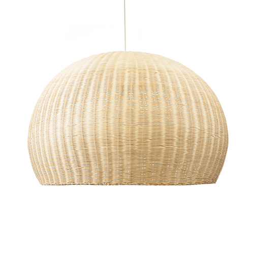 GloboStar® RAITO 01826 Boho Κρεμαστό Φωτιστικό Καμπάνα Μονόφωτο 1 x E27 IP20 Μπεζ Ξύλο - Μ100 x Π100 x Υ63cm