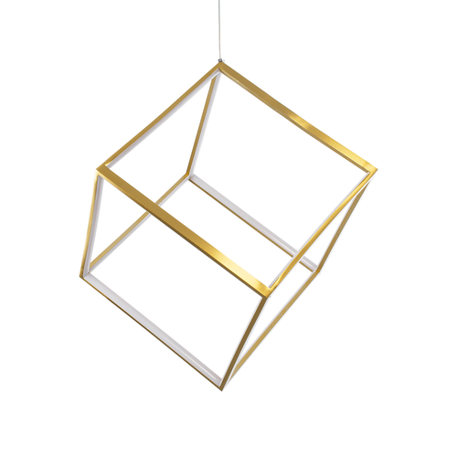 GloboStar® KIBOO 60930 Κρεμαστό Φωτιστικό Οροφής Design LED CCT 36W 4150lm 360° AC 220-240V - Εναλλαγή Φωτισμού μέσω Τηλεχειριστηρίου All In One Ψυχρό 6000k+Φυσικό 4500k+Θερμό 2700k Dimmable Μ40 x Π40 x Υ40cm - Χρυσό Πλατίνα - 3 Years Warranty