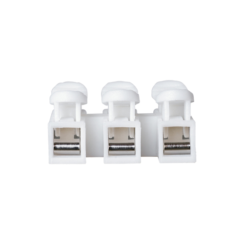 GloboStar® FAST-CONNECT 69906 Τριπλή Κλέμα Ταχείας Σύνδεσης & Διακλάδωσης Καλωδίων - 3 x Είσοδοι & 3 x Έξοδοι με Συμβατή Διατομή Καλωδίων 0.2mm² έως 1mm² - 250V 2A Max - Μ2 x Π2.7 x Υ1.9cm - Λευκό - Πακέτο 20 Τεμαχίων - 5 Years Warranty