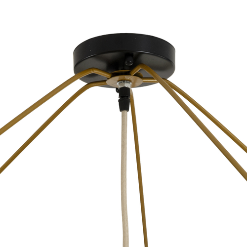 GloboStar® PALERMO 02309 Boho Φωτιστικό Οροφής Πλέγμα Μονόφωτο 1 x E27 IP20 Μπεζ Ξύλο - Μ150 x Π150 x Υ78cm