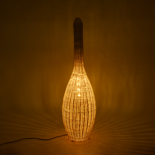 GloboStar® PARADIS 01844 Boho Επιδαπέδιο Φωτιστικό Μονόφωτο 1 x E27 IP20 Μπεζ Ξύλο - Μ35 x Π35 x Υ120cm