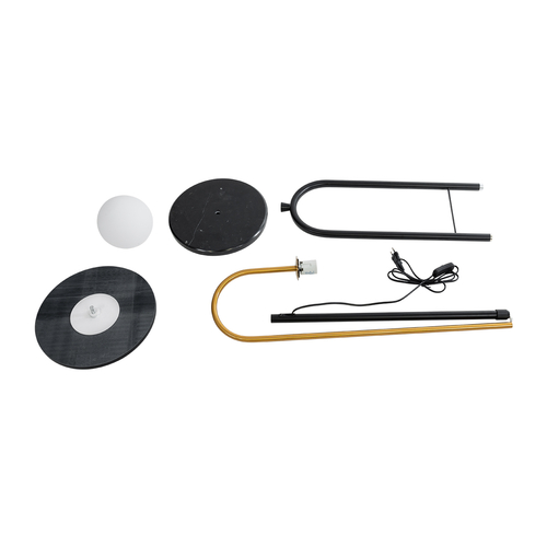 GloboStar® CORDELIA 02024 Μοντέρνο Επιδαπέδιο Φωτιστικό Μονόφωτο 1 x E27 IP20 Μαύρο & Χρυσό Αλουμίνιο, Λευκό Γυαλί με Μαύρο Μάρμαρο - Μ30 x Π38 x Υ180cm GloboStar® CORDELIA 02024 Μοντέρνο Επιδαπέδιο Φωτιστικό Μονόφωτο 1 x E27 IP20 Μαύρο & Χρυσό Αλουμίνιο, Λευκό Γυαλί με Μαύρο Μάρμαρο - Μ30 x Π38 x Υ180cm