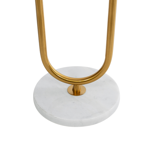 GloboStar® CORDELIA 02025 Μοντέρνο Επιδαπέδιο Φωτιστικό Μονόφωτο 1 x E27 IP20 Χρυσό Αλουμίνιο, Λευκό Γυαλί με Λευκό Μάρμαρο - Μ30 x Π38 x Υ180cm