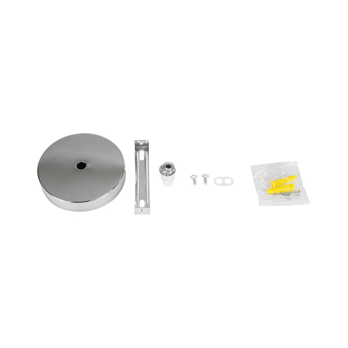 GloboStar® DIY 77502 Επιτοίχια Στρογγυλή Ροζέτα - Βάση για 1 Κρεμαστό Φωτιστικό - Φ10 x Υ2cm - Χρώμιο / Νίκελ - Μεταλλικό - 5 Χρόνια Εγγύηση