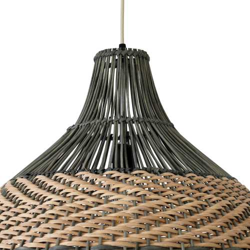 GloboStar® SEYCHELLES 01949 Boho Κρεμαστό Φωτιστικό Καμπάνα Μονόφωτο 1 x E27 IP20 Μπεζ, Καφέ & Χακί Ξύλο - Μ60 x Π60 x Υ60cm
