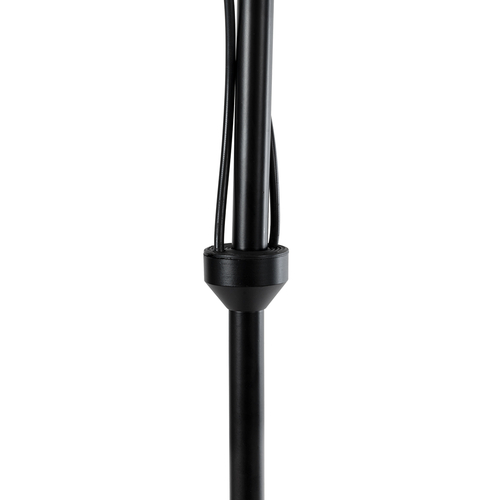 GloboStar® MINDELO 02034 Μοντέρνο Επιδαπέδιο Φωτιστικό Μονόφωτο 2 x E27 IP20 Μαύρο Μέταλλο με Μπεζ Ξύλο - Μ40 x Π24 x Υ175cm