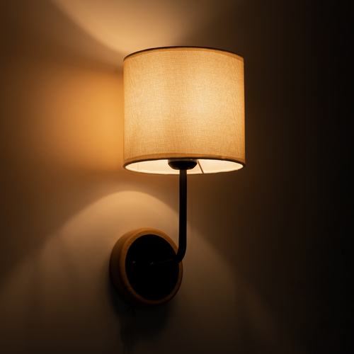 GloboStar® MANU 02043 Μοντέρνο Επιτοίχιο Φωτιστικό Απλίκα Μονόφωτο 1 x E27 IP20 Μαύρο Μέταλλο, Μπεζ Ξύλο με Μπεζ Ύφασμα - Μ18 x Π20 x Υ37cm GloboStar® MANU 02043 Μοντέρνο Επιτοίχιο Φωτιστικό Απλίκα Μονόφωτο 1 x E27 IP20 Μαύρο Μέταλλο, Μπεζ Ξύλο με Μπεζ Ύφασμα - Μ18 x Π20 x Υ37cm