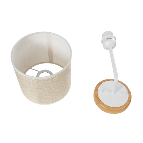 GloboStar® MANU 02044 Μοντέρνο Επιτοίχιο Φωτιστικό Απλίκα Μονόφωτο 1 x E27 IP20 Λευκό Μέταλλο, Μπεζ Ξύλο με Μπεζ Ύφασμα - Μ18 x Π20 x Υ37cm GloboStar® MANU 02044 Μοντέρνο Επιτοίχιο Φωτιστικό Απλίκα Μονόφωτο 1 x E27 IP20 Λευκό Μέταλλο, Μπεζ Ξύλο με Μπεζ Ύφασμα - Μ18 x Π20 x Υ37cm