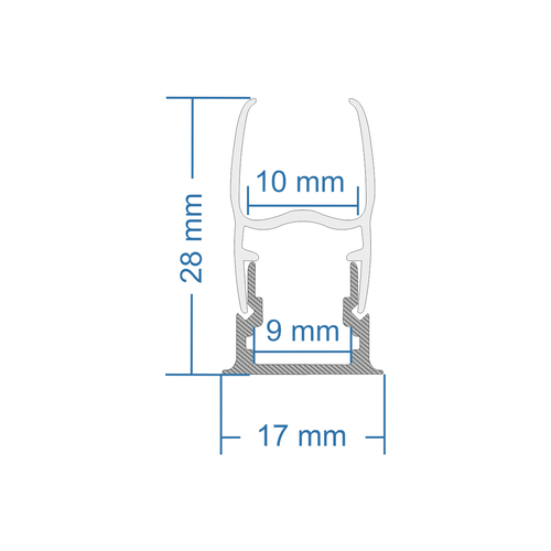 GloboStar® GLASSBOARD-PROFILE 70812-3M Προφίλ Αλουμινίου - Βάση & Ψύκτρα Ταινίας LED με Λευκό Γαλακτερό Κάλυμμα - Χρήση για Μοριακό Φωτισμό Γυαλιού Πάχους 10mm - Πατητό Κάλυμμα - Ασημί - 3 Μέτρα - Πακέτο 5 Τεμαχίων - Μ300 x Π1.7 x Υ3cm