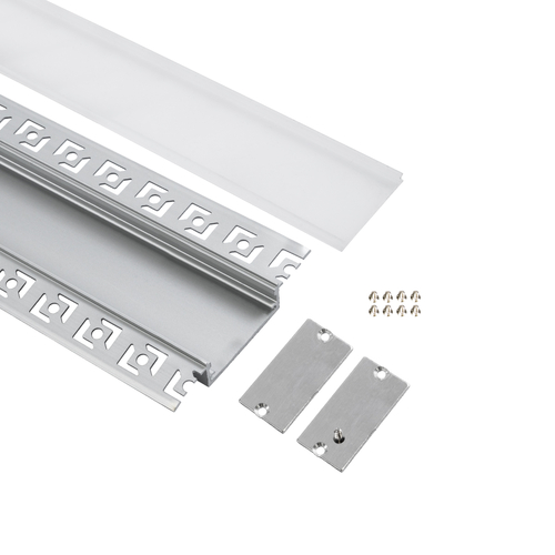 GloboStar® PLASTERBOARD-PROFILE 70861-3M Προφίλ Αλουμινίου - Βάση & Ψύκτρα Ταινίας LED με Λευκό Γαλακτερό Κάλυμμα - Χωνευτή Χρήση σε Γυψοσανίδα - Trimless - Πατητό Κάλυμμα - Ασημί - 3 Μέτρα - Πακέτο 5 Τεμαχίων - Μ300 x Π7.8 x Υ1.4cm
