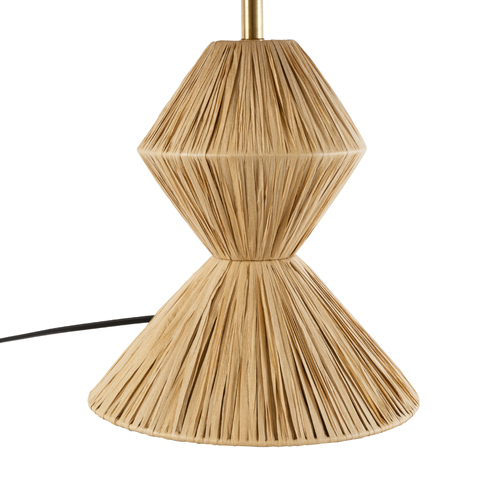 GloboStar® LUANA 02107 Boho Επιτραπέζιο Φωτιστικό Μονόφωτο 1 x E27 AC220-240V IP20 - Φ40 x Υ50cm - Μπεζ Καφέ Φυσική Ράφια Άχυρο Καπέλο