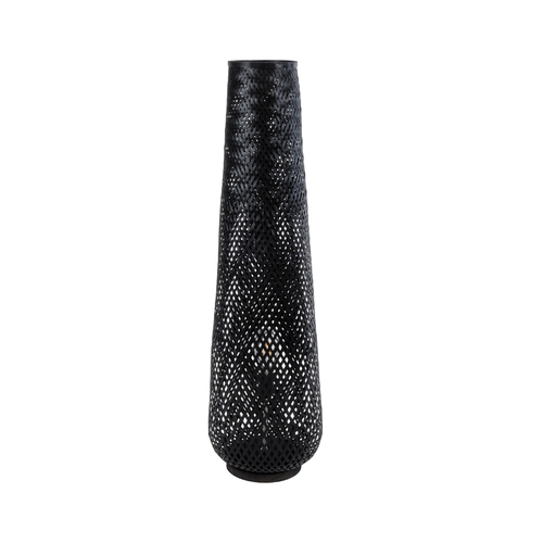 GloboStar® MAMIZU 02110 Boho Επιδαπέδιο Φωτιστικό Μονόφωτο 1 x E27 IP20 Μαύρο Ξύλο - Μ28 x Π28 x Υ93cm