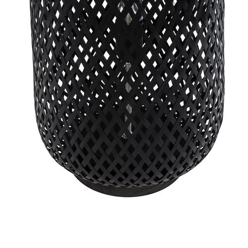 GloboStar® MAMIZU 02110 Boho Επιδαπέδιο Φωτιστικό Μονόφωτο 1 x E27 IP20 Μαύρο Ξύλο - Μ28 x Π28 x Υ93cm