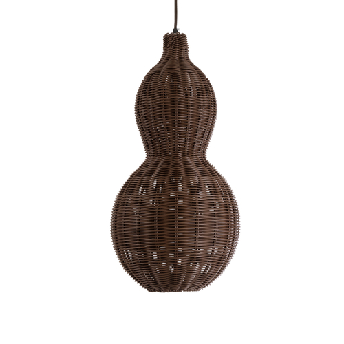 GloboStar® KINGSTOWN 02169 Boho Κρεμαστό Φωτιστικό Πλέγμα Μονόφωτο 1 x E27 IP20 Καφέ Ξύλο - Μ30 x Π30 x Υ60cm
