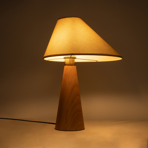 GloboStar® KAUAI 02229 Μοντέρνο Επιτραπέζιο Φωτιστικό Μονόφωτο 1 x E27 AC220-240V IP20 - Μ38 x Π30 x Υ48cm - Μπεζ Ξύλινο Καμπάνα