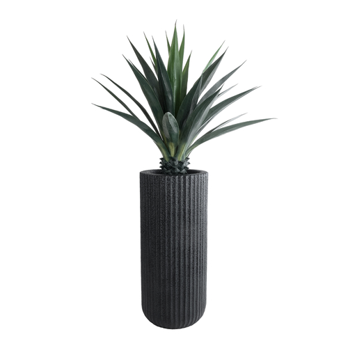 GloboStar® Artificial Garden MATERA 20734 Επιδαπέδιο Πολυεστερικό Τσιμεντένιο Κασπώ Γλάστρα - Flower Pot Μαύρο Φ42 x Υ90cm