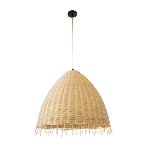 GloboStar® AQUATIC 01743 Boho Κρεμαστό Φωτιστικό Καμπάνα Μονόφωτο 1 x E27 IP20 Μπεζ Ξύλο - Μ60 x Π60 x Υ60cm
