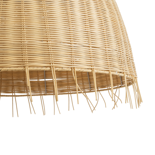 GloboStar® AQUATIC 01743 Boho Κρεμαστό Φωτιστικό Καμπάνα Μονόφωτο 1 x E27 IP20 Μπεζ Ξύλο - Μ60 x Π60 x Υ60cm