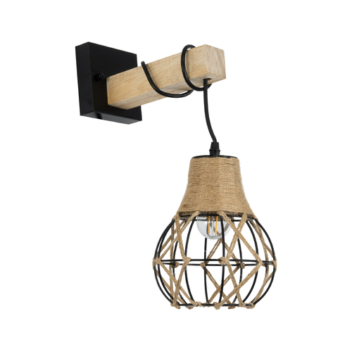 GloboStar® BELLARIVA 01962 Boho Επιτοίχιο Φωτιστικό Απλίκα Μονόφωτο 1 x E27 IP20 Μαύρο Μέταλλο, Μπεζ Σχοινί με Μπεζ Ξύλο - Μ10 x Π26 x Υ40cm GloboStar® BELLARIVA 01962 Boho Επιτοίχιο Φωτιστικό Απλίκα Μονόφωτο 1 x E27 IP20 Μαύρο Μέταλλο, Μπεζ Σχοινί με Μπεζ Ξύλο - Μ10 x Π26 x Υ40cm