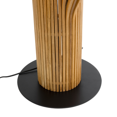 GloboStar® MIHIRO 02150 Boho Επιδαπέδιο Φωτιστικό Μονόφωτο 1 x E27 IP20 Καφέ Ξύλο με Μαύρο Μέταλλο - Μ48 x Π48 x Υ120cm