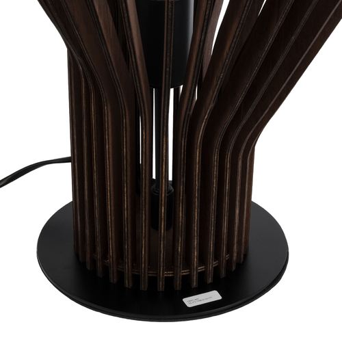 GloboStar® MIHIRO 02177 Boho Επιτραπέζιο Φωτιστικό Μονόφωτο 1 x E27 AC220-240V IP20 - Φ33 x Υ57cm - Καφέ Σκούρο Ξύλινο με Μαύρη Μεταλλική Βάση Πλέγμα