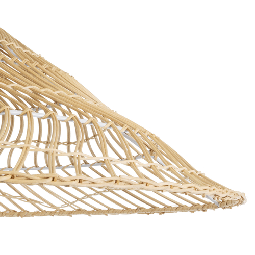 GloboStar® KAIA 02347 Boho Κρεμαστό Φωτιστικό Καμπάνα Μονόφωτο 1 x E27 IP20 Μπεζ Ξύλο - Μ80 x Π80 x Υ26cm