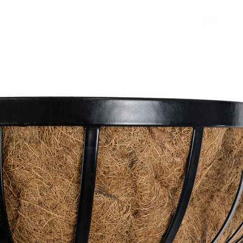 GloboStar® Artificial Garden SALAMINA 20561 Κρεμαστό Διακοσμητικό Κασπώ Γλάστρα - Flower Pot από Φλοιό Καρύδας Καφέ με Μαύρη Μεταλλική Βάση Μ76 x Π19 x Υ18cm