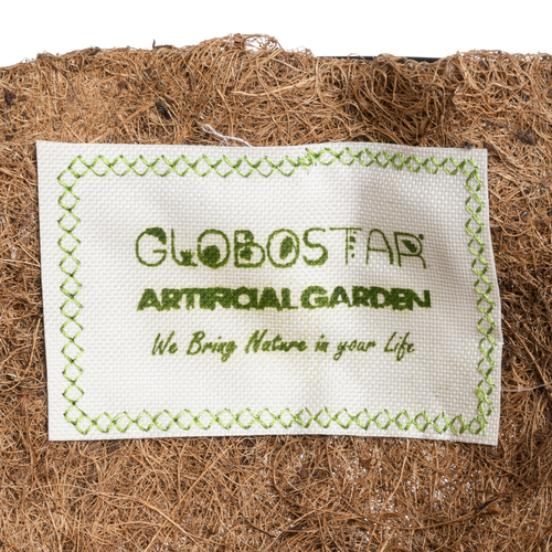 GloboStar® Artificial Garden KARYSTOS 20563 Κρεμαστό Διακοσμητικό Κασπώ Γλάστρα - Flower Pot από Φλοιό Καρύδας Καφέ με Μαύρη Μεταλλική Βάση Φ30 x Υ15cm