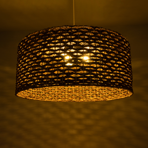 GloboStar® MANGATA 01850 Boho Κρεμαστό Φωτιστικό Καμπάνα Μονόφωτο 1 x E27 IP20 Καφέ Ξύλο - Μ90 x Π90 x Υ40cm