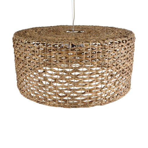 GloboStar® MANGATA 01850 Boho Κρεμαστό Φωτιστικό Καμπάνα Μονόφωτο 1 x E27 IP20 Καφέ Ξύλο - Μ90 x Π90 x Υ40cm
