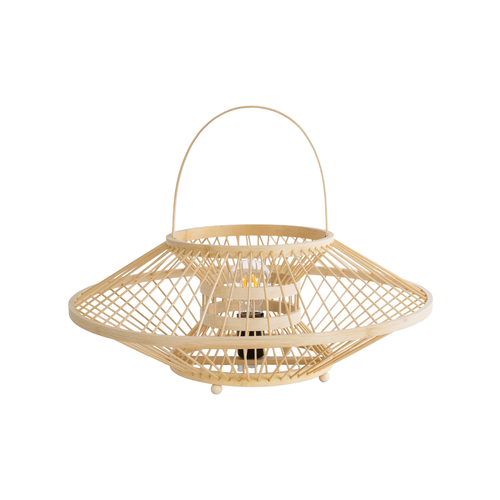 GloboStar® SORENIA 02005 Boho Επιτραπέζιο Φωτιστικό Μονόφωτο 1 x E27 AC220-240V IP20 - Φ50 x Υ18cm - Μπεζ Ξύλινο Μπαμπού Πλέγμα GloboStar® SORENIA 02005 Boho Επιτραπέζιο Φωτιστικό Μονόφωτο 1 x E27 AC220-240V IP20 - Φ50 x Υ18cm - Μπεζ Ξύλινο Μπαμπού Πλέγμα