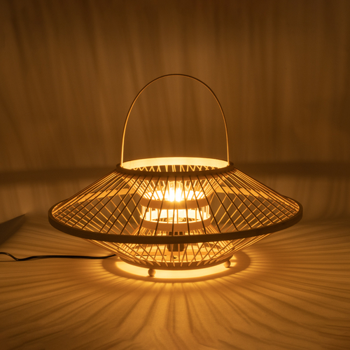 GloboStar® SORENIA 02005 Boho Επιτραπέζιο Φωτιστικό Μονόφωτο 1 x E27 AC220-240V IP20 - Φ50 x Υ18cm - Μπεζ Ξύλινο Μπαμπού Πλέγμα GloboStar® SORENIA 02005 Boho Επιτραπέζιο Φωτιστικό Μονόφωτο 1 x E27 AC220-240V IP20 - Φ50 x Υ18cm - Μπεζ Ξύλινο Μπαμπού Πλέγμα