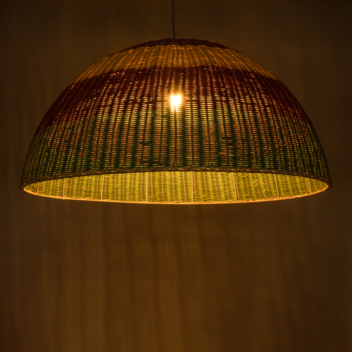 GloboStar® CABALLEROS 02062 Boho Κρεμαστό Φωτιστικό Καμπάνα Μονόφωτο 1 x E27 IP20 Πολύχρωμο Ξύλο - Μ100 x Π100 x Υ53cm