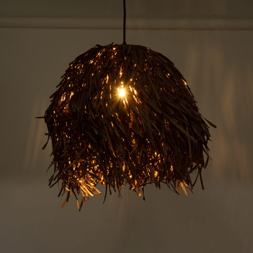 GloboStar® GUADELOUPE 02293 Boho Κρεμαστό Φωτιστικό Πλέγμα Μονόφωτο 1 x E27 IP20 Καφέ Ράφια - Μ50 x Π50 x Υ40cm
