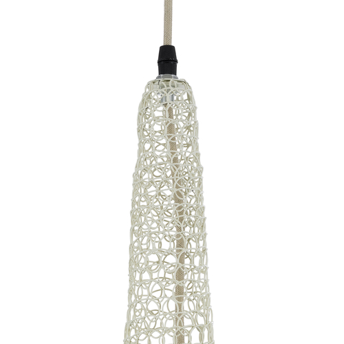 GloboStar® KENTUCKY 01871 Vintage Κρεμαστό Φωτιστικό Πλέγμα Μονόφωτο 1 x E27 IP20 Μπεζ Μέταλλο - Μ35 x Π35 x Υ60cm