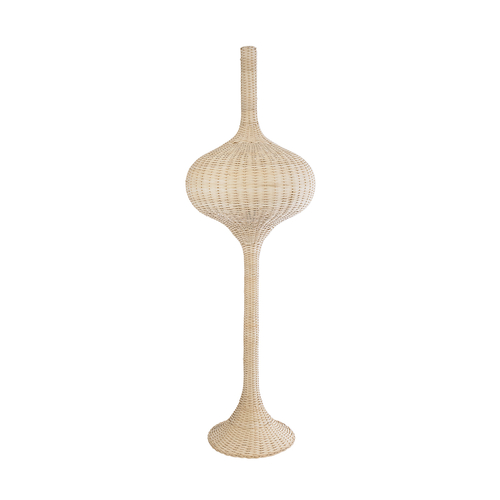 GloboStar® ALADDIN 02052 Boho Επιδαπέδιο Φωτιστικό Μονόφωτο 1 x E27 IP20 Μπεζ Ξύλο - Μ60 x Π60 x Υ180cm