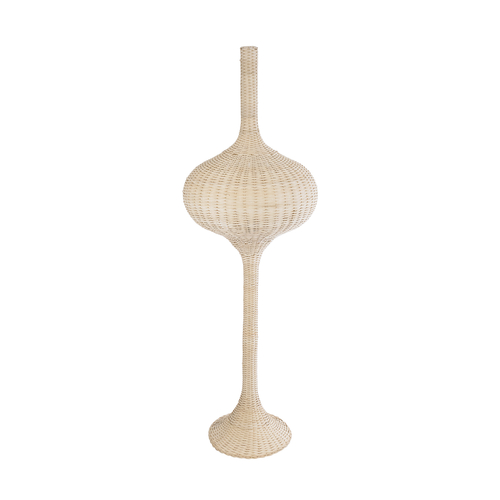 GloboStar® ALADDIN 02052 Boho Επιδαπέδιο Φωτιστικό Μονόφωτο 1 x E27 IP20 Μπεζ Ξύλο - Μ60 x Π60 x Υ180cm