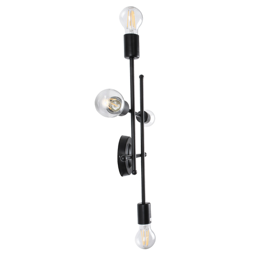GloboStar® PIPING 00661 Vintage Επιτοίχιο Φωτιστικό Πολύφωτο 4 x E27 IP20 Μαύρο Μέταλλο - Μ40 x Π9 x Υ52cm