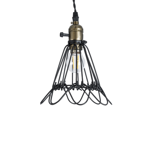 GloboStar® FLOWER IRON RUST 01181 Vintage Κρεμαστό Φωτιστικό Πλέγμα Μονόφωτο 1 x E27 IP20 Μαύρο Μέταλλο - Μ10 x Π10 x Υ20cm