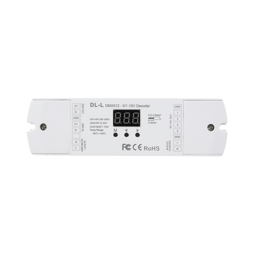 GloboStar® 73140 DL-L SKYDANCE AC DMX512 to 0/1-10V Converter / Decoder 4 Καναλιών - 2 Inputs DC 12-24V ή AC 100-240V - IP20  Μ17 x Π5 x Υ2.5cm - 5 Χρόνια Εγγύηση