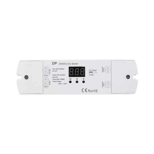 GloboStar® 73156 DP SKYDANCE AC DMX512 Push Switch 1 Κανάλι AC 100-240V 1 x 5A 1200W - Max 5A 1200W - IP20  Μ17 x Π5 x Υ2.5cm - 5 Χρόνια Εγγύηση